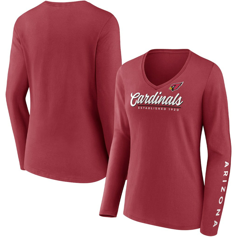 Arizona Cardinals Women's Drive Forward V-Neck Long Sleeve T-Shirt Cardinal - Fanatics