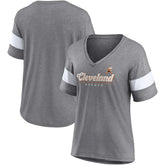 Cleveland Browns Women's Give It All Half-Sleeve Tri-Blend V-Neck T-Shirt Heather Gray - Fanatics