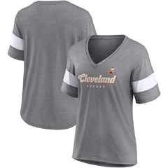 Cleveland Browns Women's Give It All Half-Sleeve Tri-Blend V-Neck T-Shirt Heather Gray - Fanatics