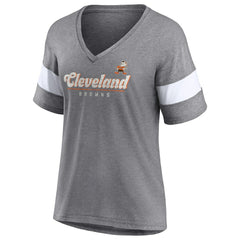 Cleveland Browns Women's Give It All Half-Sleeve Tri-Blend V-Neck T-Shirt Heather Gray - Fanatics