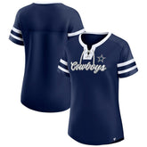 Dallas Cowboys Women's Original State Lace-Up T-Shirt Navy - Fanatics