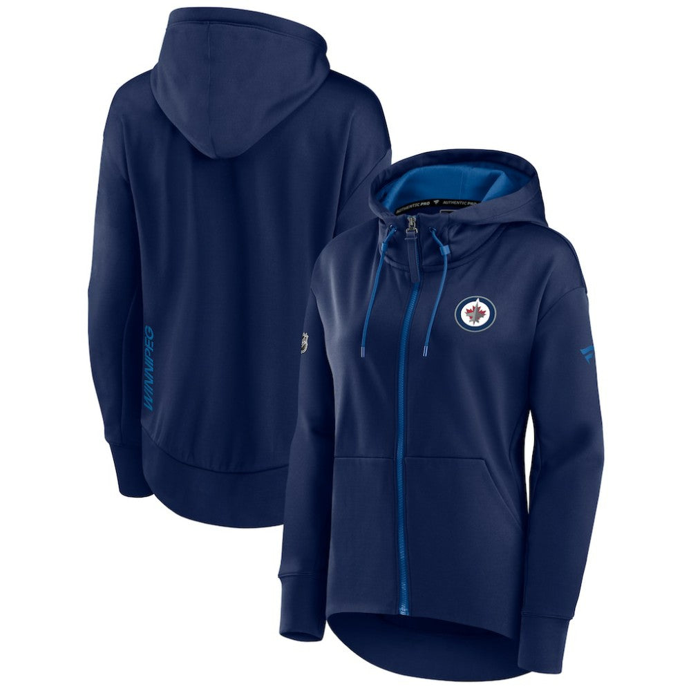 Winnipeg Jets - Fanatics Women's Authentic Pro Rink Full-Zip Hoodie Navy