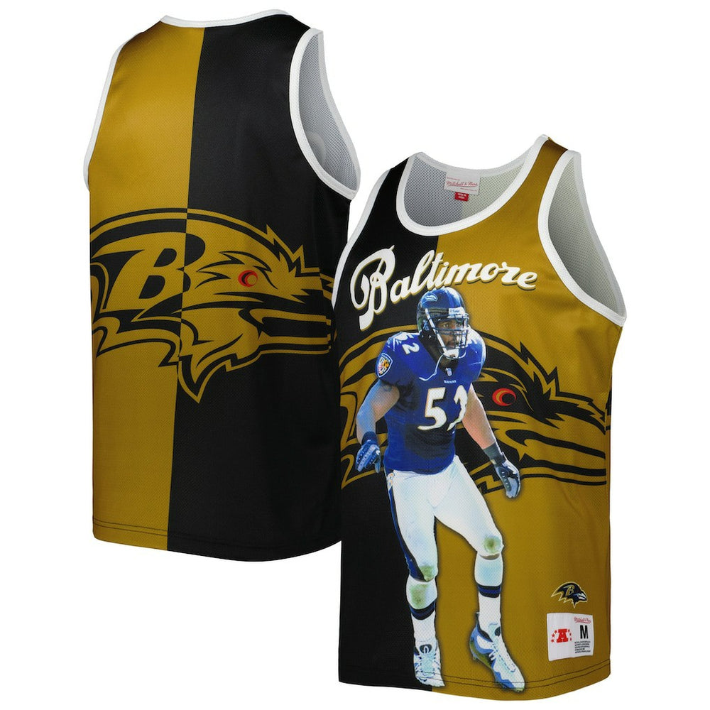 Ray Lewis Baltimore Ravens Retired Player Graphic Tank Top Black/Gold - Mitchell & Ness