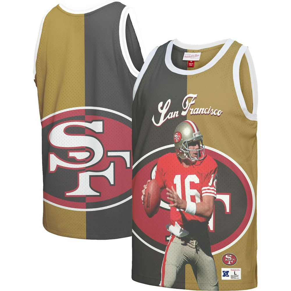 Joe Montana San Francisco 49ers Retired Player Graphic Tank Top Black/Gold - Mitchell & Ness