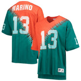 Dan Marino Miami Dolphins Retired Player Name & Number Diagonal Tie-Dye V-Neck T-Shirt Orange/Aqua - Mitchell & Ness