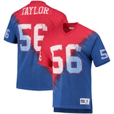 Lawrence Taylor New York Giants Retired Player Name & Number Diagonal Tie-Dye V-Neck T-Shirt Red/Royal - Mitchell & Ness