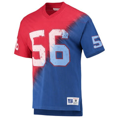 Lawrence Taylor New York Giants Retired Player Name & Number Diagonal Tie-Dye V-Neck T-Shirt Red/Royal - Mitchell & Ness