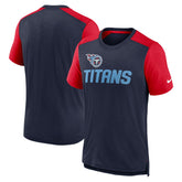 Tennessee Titans Color Block Team Name T-Shirt Heathered Navy/Heathered Red - Nike