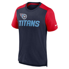 Tennessee Titans Color Block Team Name T-Shirt Heathered Navy/Heathered Red - Nike
