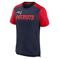New England Patriots Color Block Team Name T-Shirt Heathered Navy/Heathered Red - Nike