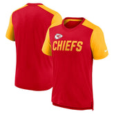 Kansas City Chiefs Color Block Team Name T-Shirt Heathered Red/Heathered Gold - Nike