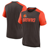Cleveland Browns Color Block Team Name T-Shirt Heathered Brown/Heathered Orange - Nike