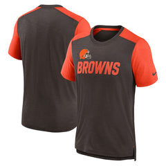Cleveland Browns Color Block Team Name T-Shirt Heathered Brown/Heathered Orange - Nike
