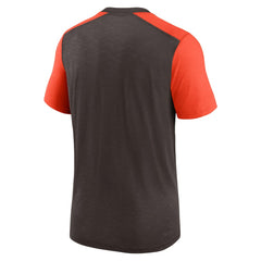 Cleveland Browns Color Block Team Name T-Shirt Heathered Brown/Heathered Orange - Nike