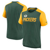 Green Bay Packers Color Block Team Name T-Shirt Heathered Green/Heathered Gold - Nike