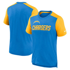 Los Angeles Chargers Color Block Team Name T-Shirt Heathered Powder Blue/Heathered Gold - Nike