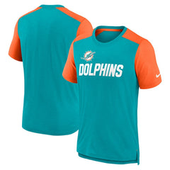 Miami Dolphins Color Block Team Name T-Shirt Heathered Aqua/Heathered Orange - Nike