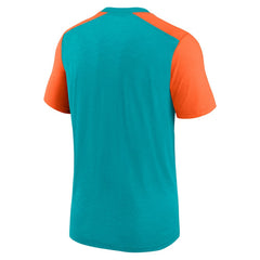 Miami Dolphins Color Block Team Name T-Shirt Heathered Aqua/Heathered Orange - Nike