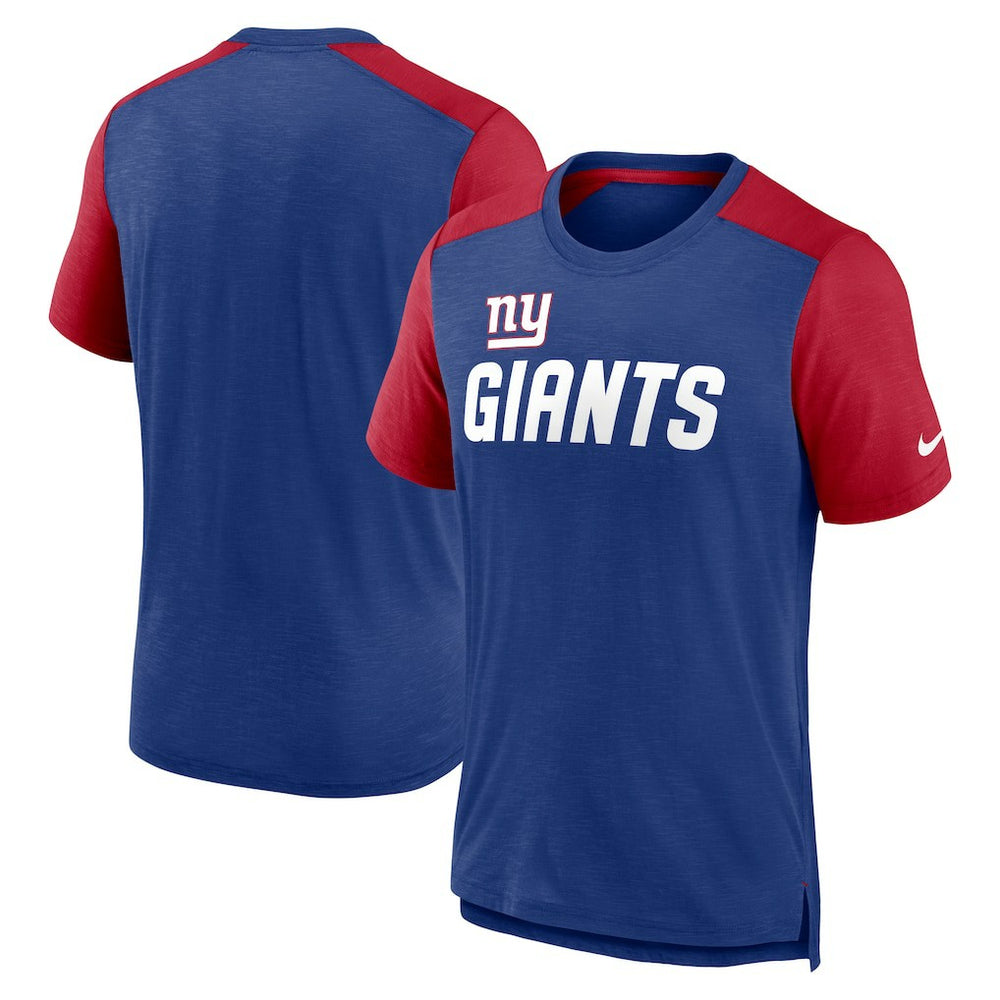 New York Giants Color Block Team Name T-Shirt Heathered Royal/Heathered Red - Nike
