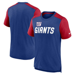 New York Giants Color Block Team Name T-Shirt Heathered Royal/Heathered Red - Nike