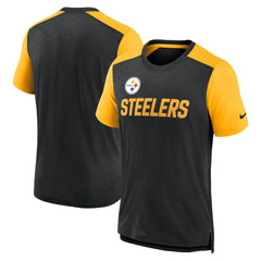 Pittsburgh Steelers Color Block Team Name T-Shirt Heathered Black/Heathered Gold - Nike