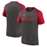 Tampa Bay Buccaneers Color Block Team Name T-Shirt Heathered Pewter/Heathered Red - Nike