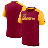 Washington Commanders Color Block Team Name T-Shirt Heathered Burgundy/Heathered Gold - Nike