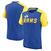 Los Angeles Rams Color Block Team Name T-Shirt Heathered Royal/Heathered Gold - Nike