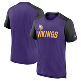 Minnesota Vikings Color Block Team Name T-Shirt Heathered Purple/Heathered Black - Nike