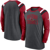Arizona Cardinals Tri-Blend Raglan Athletic Long Sleeve Fashion T-Shirt Heathered Charcoal/Cardinal - Nike