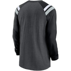 Las Vegas Raiders Tri-Blend Raglan Athletic Long Sleeve Fashion T-Shirt Heathered Charcoal/Black - Nike