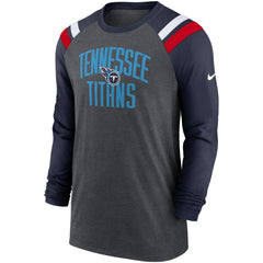 Tennessee Titans Tri-Blend Raglan Athletic Long Sleeve Fashion T-Shirt Heathered Charcoal/Navy - Nike