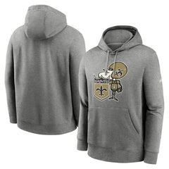 New Orleans Saints Rewind Club Fleece Pullover Hoodie Heathered Gray - Nike