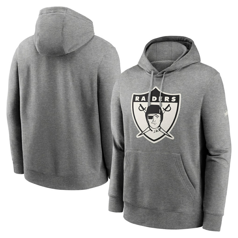 Oakland Raiders Rewind Club Fleece Pullover Hoodie Heathered Gray - Nike
