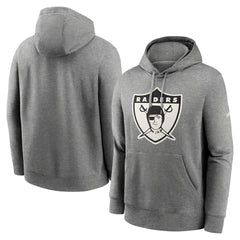 Oakland Raiders Rewind Club Fleece Pullover Hoodie Heathered Gray - Nike