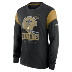New Orleans Saints Rewind Playback Helmet Long Sleeve T-Shirt Heather Black - Nike