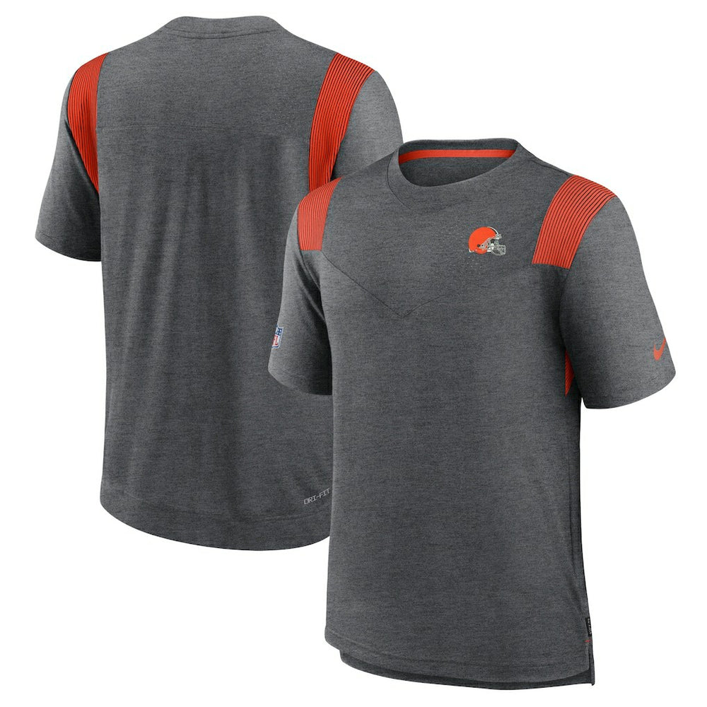 Cleveland Browns Sideline Tonal Logo Performance Player T-Shirt Heather Charcoal - Nike