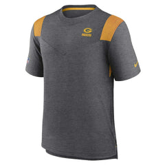 Green Bay Packers Sideline Tonal Logo Performance Player T-Shirt Heather Charcoal - Nike