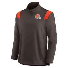 Cleveland Browns Sideline Coach Chevron Lockup Quarter-Zip Long Sleeve Top Brown - Nike