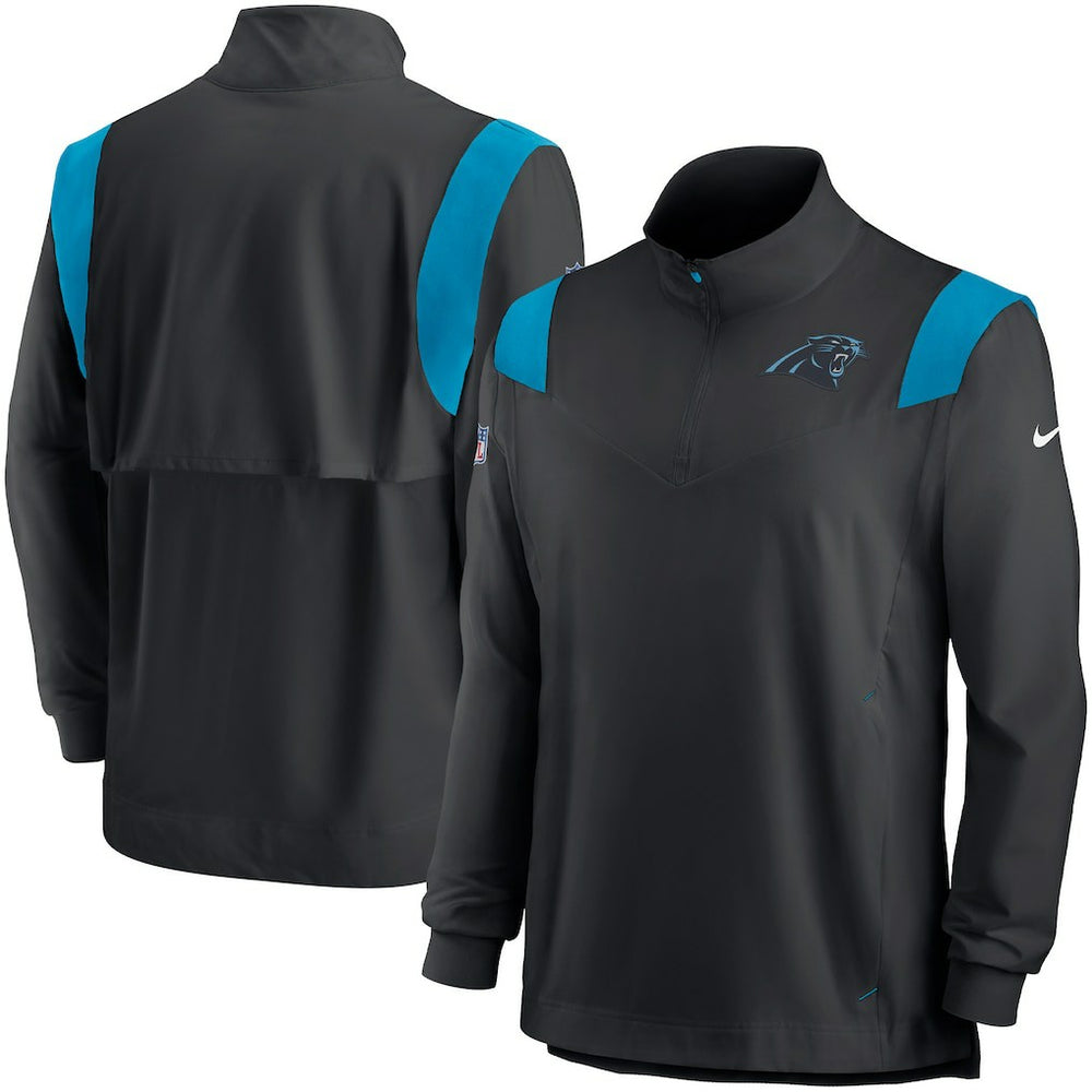 Carolina Panthers Sideline Coach Chevron Lockup Quarter-Zip Long Sleeve Top Black - Nike