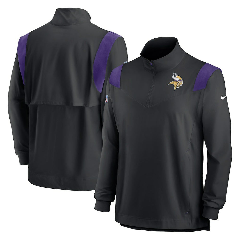 Minnesota Vikings Sideline Coach Chevron Lockup Quarter-Zip Long Sleeve Top Black - Nike