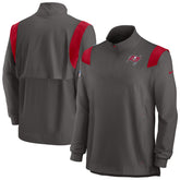 Tampa Bay Buccaneers Sideline Coach Chevron Lockup Quarter-Zip Long Sleeve Top Pewter - Nike