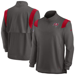Tampa Bay Buccaneers Sideline Coach Chevron Lockup Quarter-Zip Long Sleeve Top Pewter - Nike