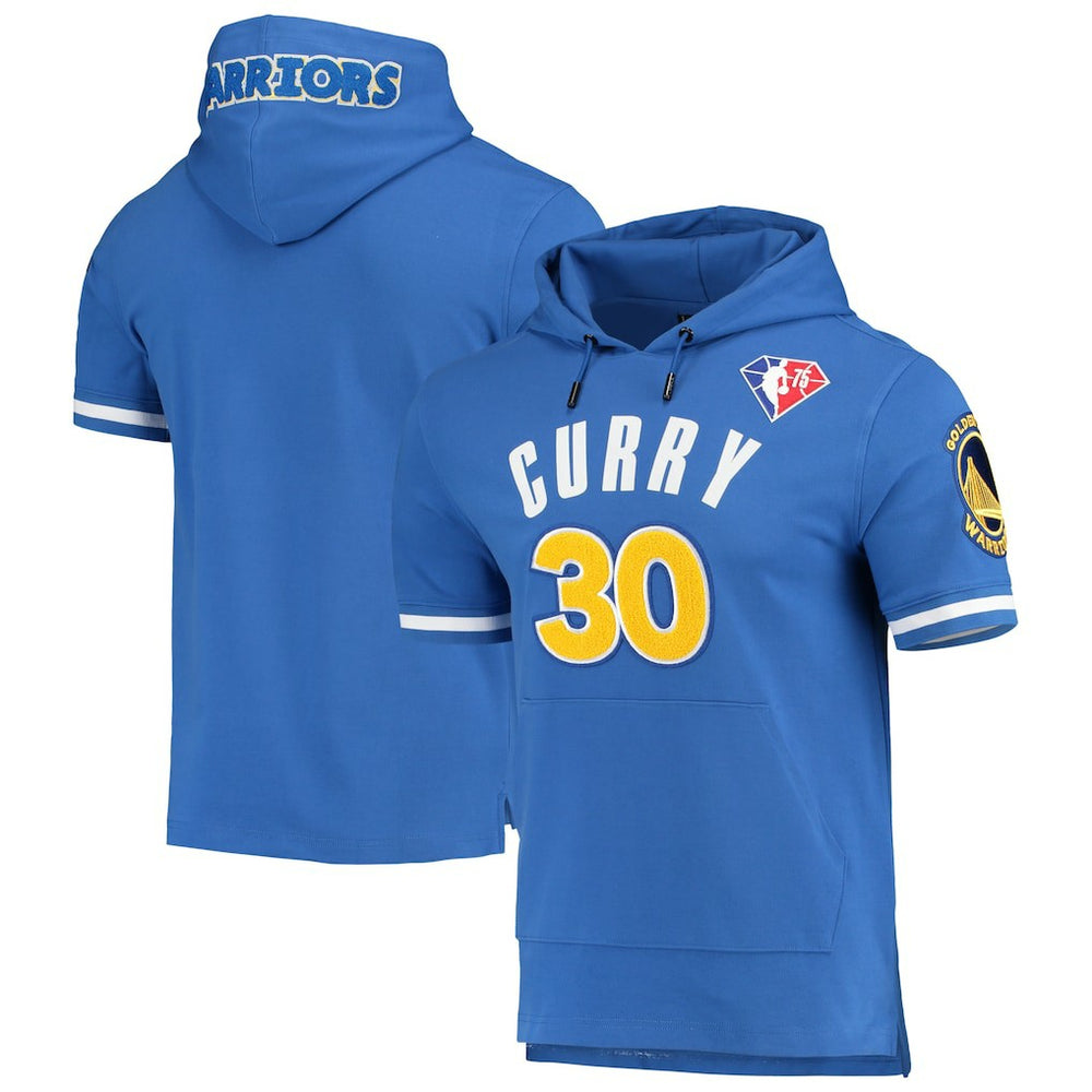 NBA - Stephen Curry Golden State Warriors Pro Standard Name & Number Short Sleeve Pullover Hoodie - Royal