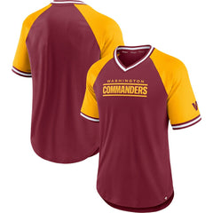 Washington Commanders Second Wind Raglan V-Neck T-Shirt Burgundy/Gold - Fanatics
