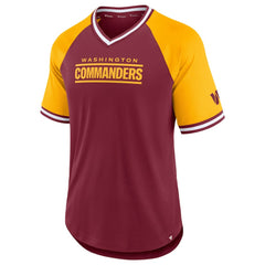 Washington Commanders Second Wind Raglan V-Neck T-Shirt Burgundy/Gold - Fanatics