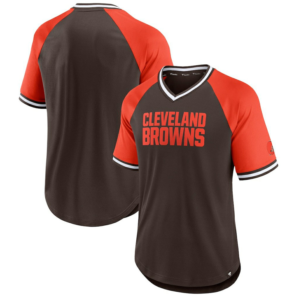 Cleveland Browns Second Wind Raglan V-Neck T-Shirt Brown/Orange - Fanatics