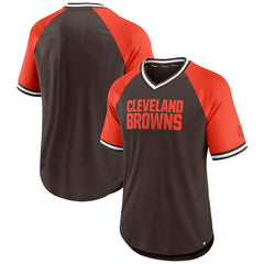 Cleveland Browns Second Wind Raglan V-Neck T-Shirt Brown/Orange - Fanatics