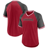 Tampa Bay Buccaneers Second Wind Raglan V-Neck T-Shirt Red/Pewter - Fanatics