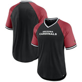 Arizona Cardinals Second Wind Raglan V-Neck T-Shirt Black/Cardinal - Fanatics